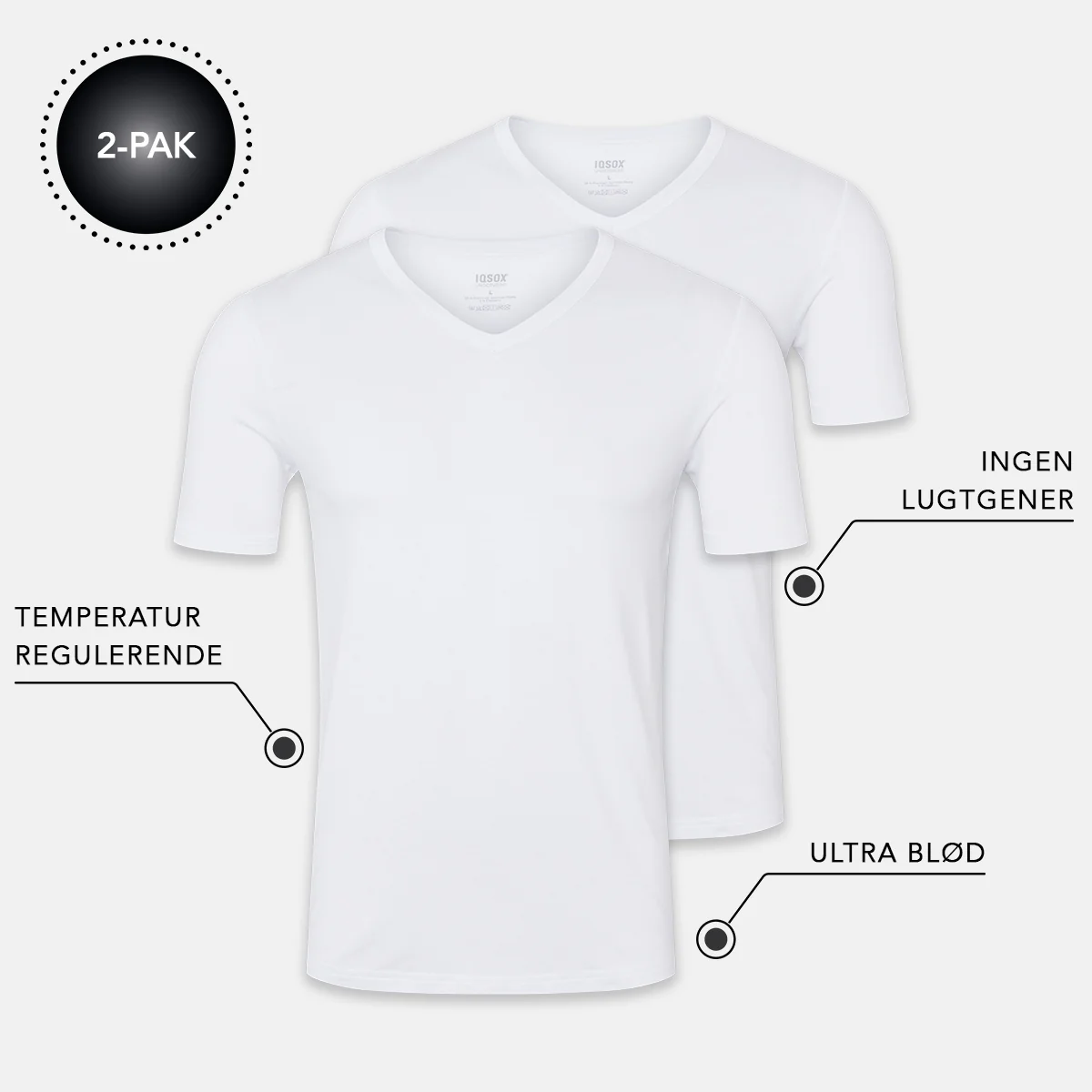 Bambus T-shirt med V-hals - V Hvid - Billede 3
