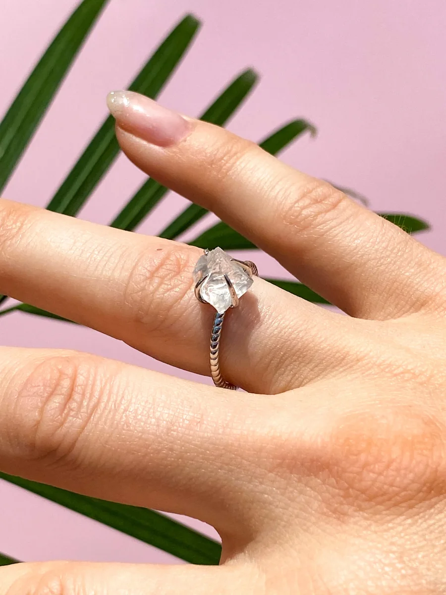 Rå Krystal Ring - Sølv - Billede 7