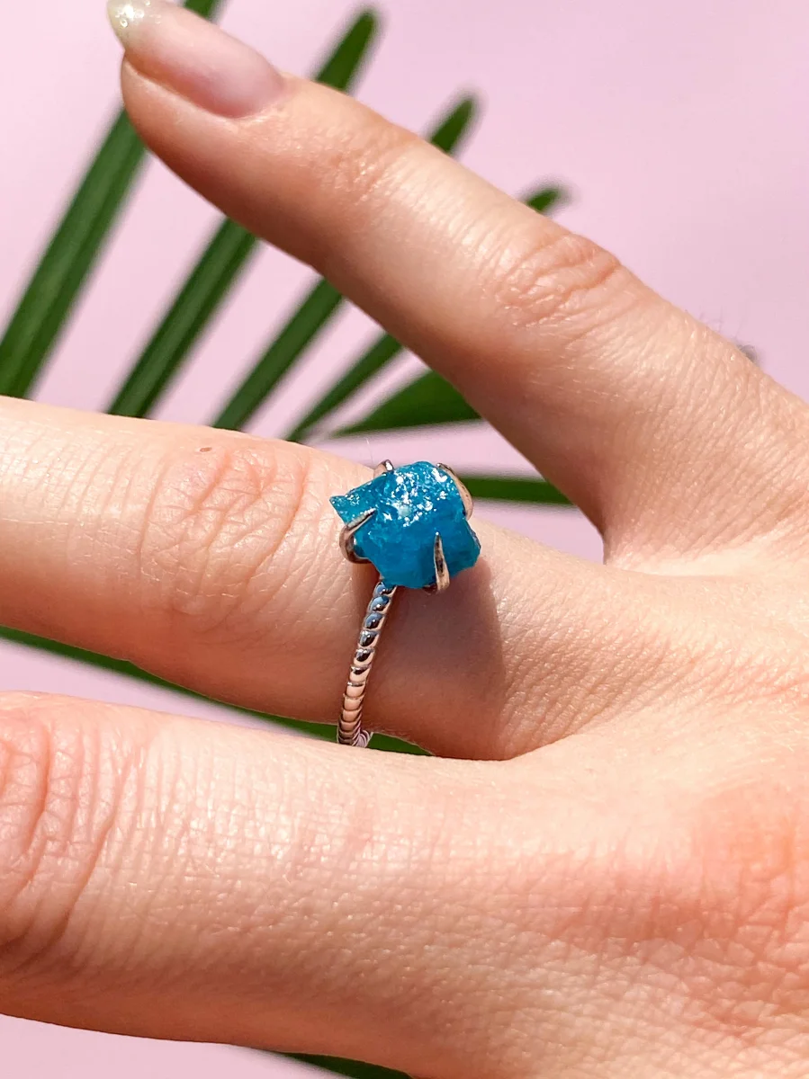 Rå Krystal Ring - Sølv - Billede 5